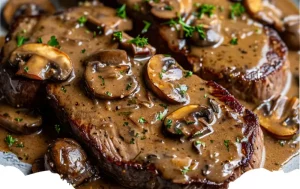 Beef Blade Steaks with Mushroom Sauce