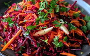 Raw Beet Salad with Apples and Carrots 