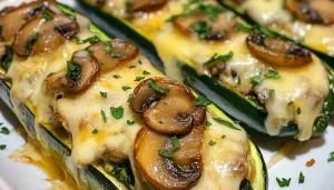 Spinach Mushroom Stuffed Zucchini