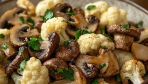 Garlic Cauliflower and Mushrooms