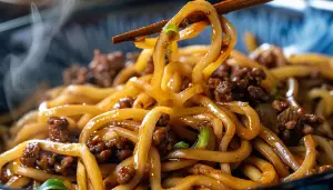 Mongolian Ground Beef Noodles