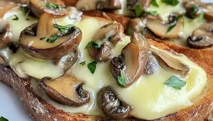 Garlic Mushroom Cheese Toasts