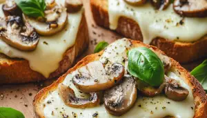 Garlic Mushroom Cheese Toasts